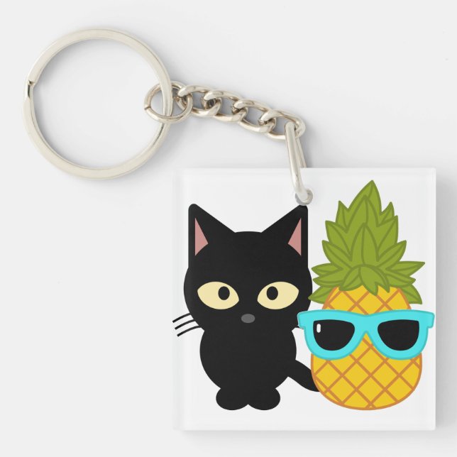 Porte-clés chat et ananas sont les meilleurs amis (Devant)