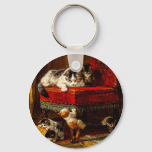 Porte-clés Chat et chatons Jouer avec chaise