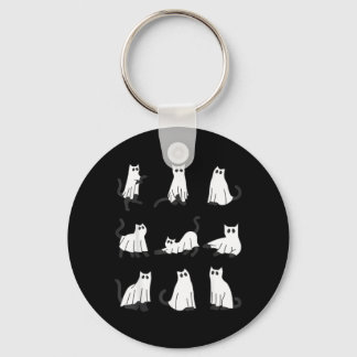Porte-clés Chat fantôme mignon dessin drôle d'Halloween chat 