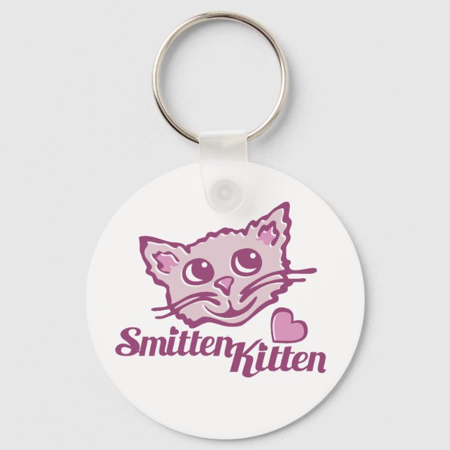 Porte-clés Chat graphique mignon rose smitten chaton porte -  (Recto)