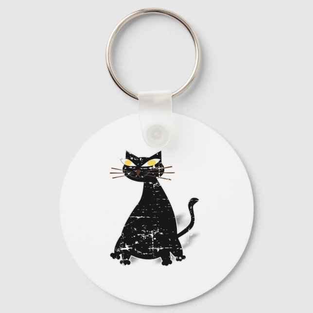 Porte-clés Chat gras noir désossé (Recto)