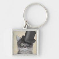 Chat gris avec chapeau supérieur