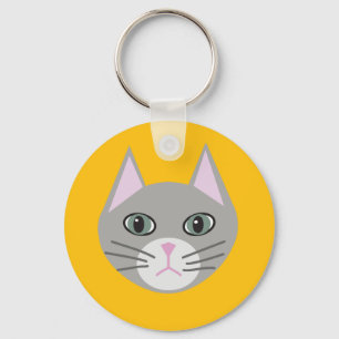 Porte-clés Chat gris, Jaune