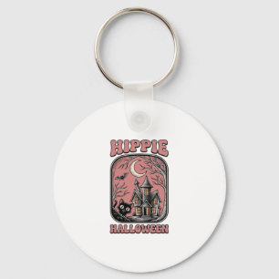 Porte-clés Chat Halloween Hippie Maison Hantée Design Vintage