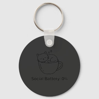 Porte-clés Chat Introverti Batterie Sociale Zéro Avant Cervea