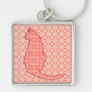 Porte-clés Chat japonais - Coral Orange Batik