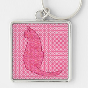 Porte-clés Chat japonais - Fuchsia Pink Batik