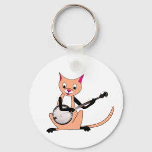 Porte-clés Chat jouant le banjo