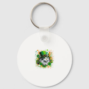 Porte-clés Chat jour de la Saint-Patrick irlandais portant un