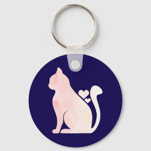 Porte-clés Chat Mignon avec des Cœurs