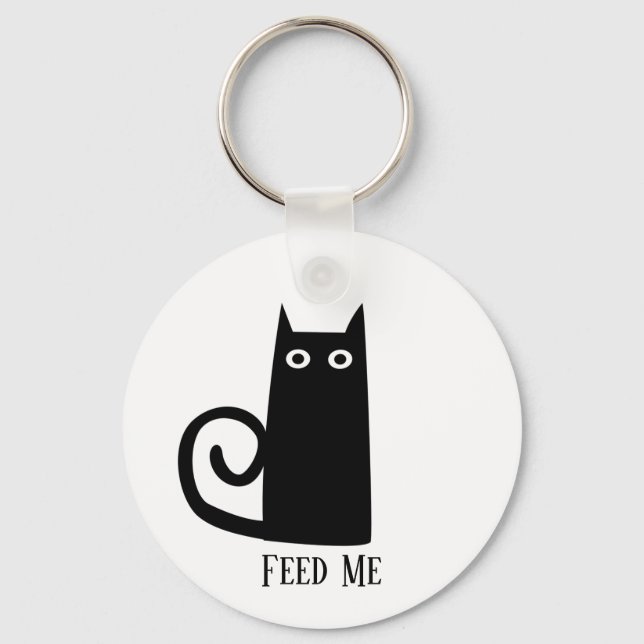 Porte-clés Chat noir amusant (Recto)