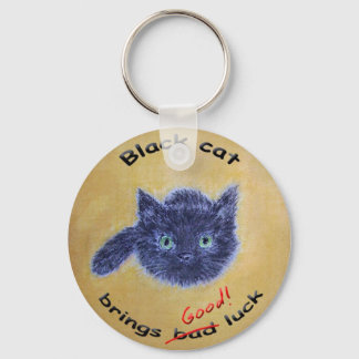 Porte-clés Chat noir bonne chance