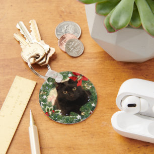 Porte-clés chat noir de Noël