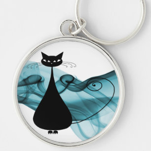 Porte-clés Chat noir de VoxKitty sur la vague du bleu