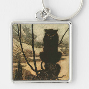 Porte-clés Chat noir d'Halloween effrayant vintage Rackham