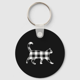 Porte-clés Chat noir et blanc plaid buffle joyeux Noël