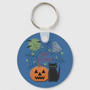 Porte-clés Chat noir et Citrouille pas effrayant Halloween