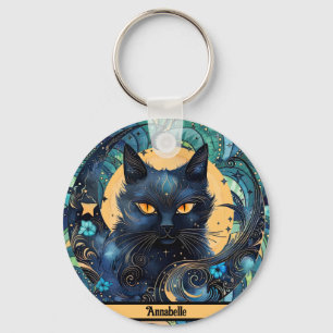 Porte-clés Chat noir et Porte - clé de lune céleste