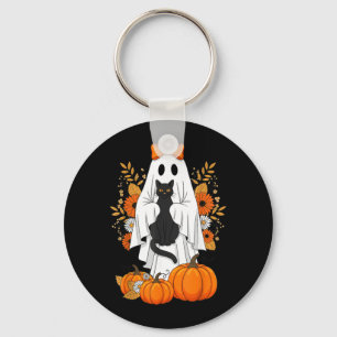 Porte-clés Chat noir fantôme citrouille mignon automne Hallow
