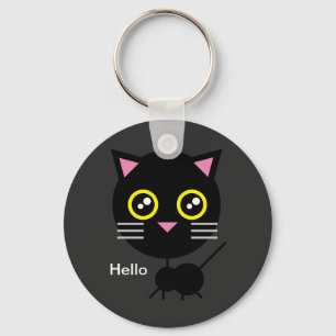Porte-clés Chat noir géométrique