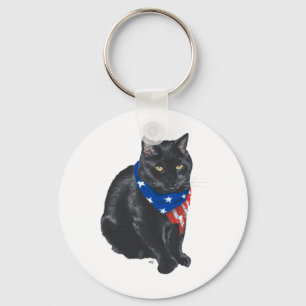 Porte-clés Chat noir patriotique