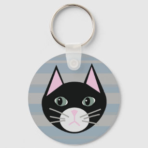 Porte-clés Chat noir, rayures