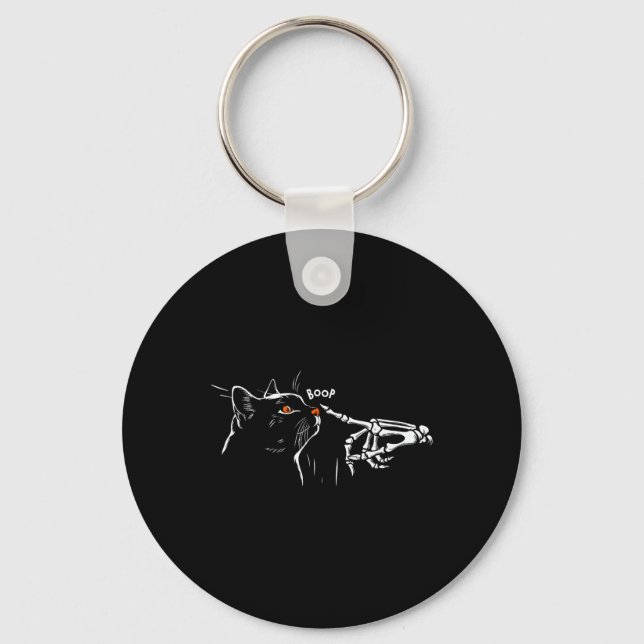 Porte-clés Chat noir Squelette Halloween Poêle Femme G (Recto)
