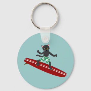 Porte-clés Chat noir surf
