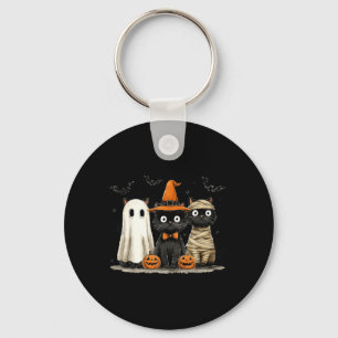 Porte-clés Chat noir vintage Halloween Citrouille Fantôme eff