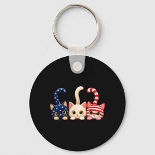 Porte-clés Chat patriotique du 4 juillet drapeau américain Us