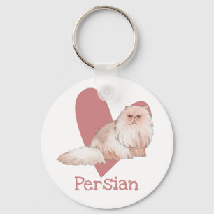 Porte-clés Chat Perse Aquarelle Kitty Coeur rose