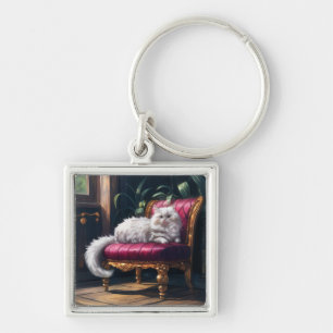 Porte-clés Chat perse blanc