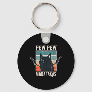 Porte-clés Chat Pew Pew Madafakas Retro Vintage Cadeau