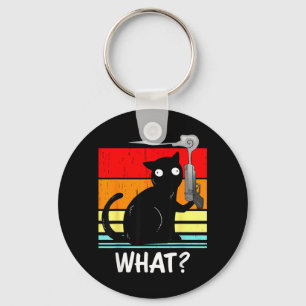 Porte-clés Chat Quoi_ Chat Noir Meurtrier Avec Pistolet Hallo