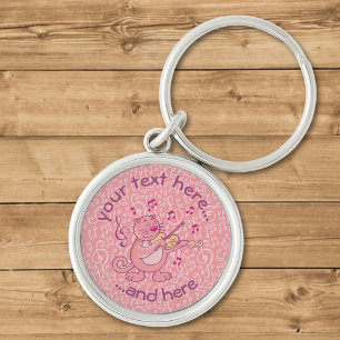 Porte-clés Chat rose avec Porte - clé violon