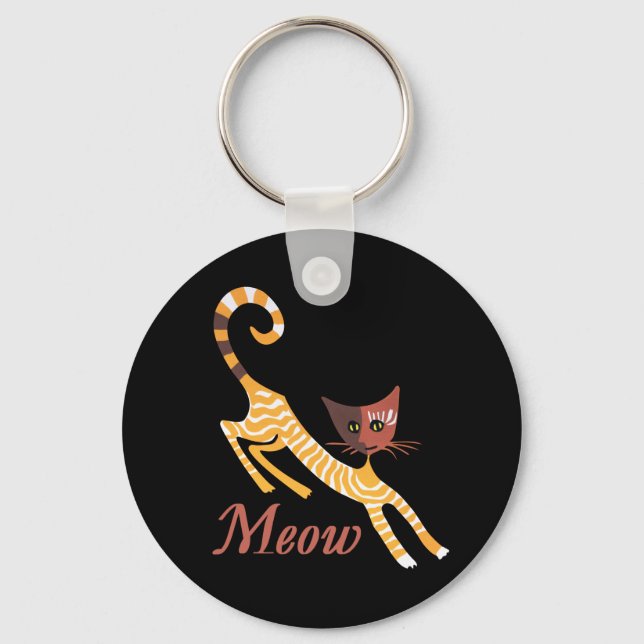 Porte-clés Chat rouge drôle (Recto)