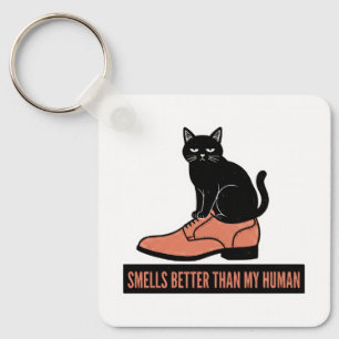 Porte-clés Chat Sarcastique en Linogravure dans une Chaussure