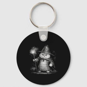 Porte-clés Chat sorcier magie fantaisie drôle vintage tabby m