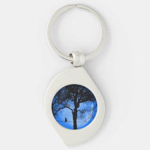 Porte-clés Chat sur une lune bleue fil