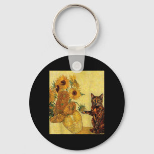 Porte-clés Chat Tacheté Tournesols Van Gogh Parodie d'Art
