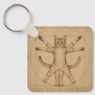 Porte-clés Chat vitruvien de la Renaissance - Parodie d'art