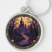 Château d'Halloween avec chauves-souris, Citrouill