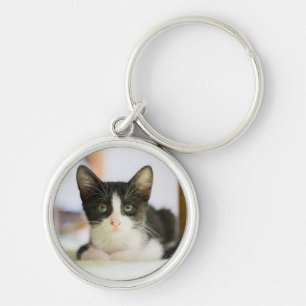 Porte-clés Chaton blanc et noir doux