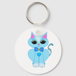 Porte-clés Chaton bleu clair mignon élégant