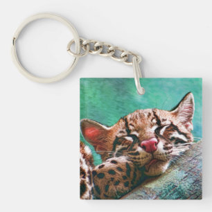 Porte-clés Chaton mignon d'Ocelot de bébé de sommeil