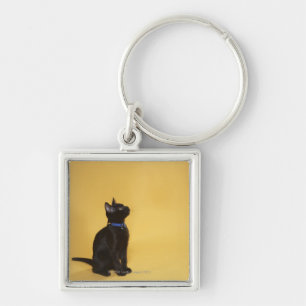 Porte-clés Chaton noir dans le collier