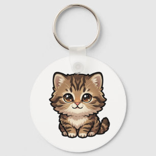 Porte-clés chaton tabby marron mignon