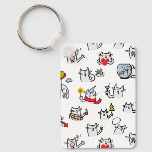 Porte-clés Chats amusants, lait et magie.