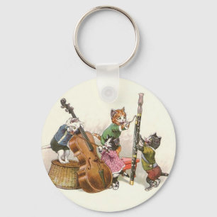 Porte-clés Chats anthropomorphes vintages mignons jouant la