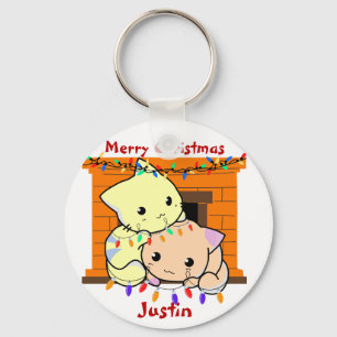 Porte-clés Chats cadeau de noël, nom personnalisé